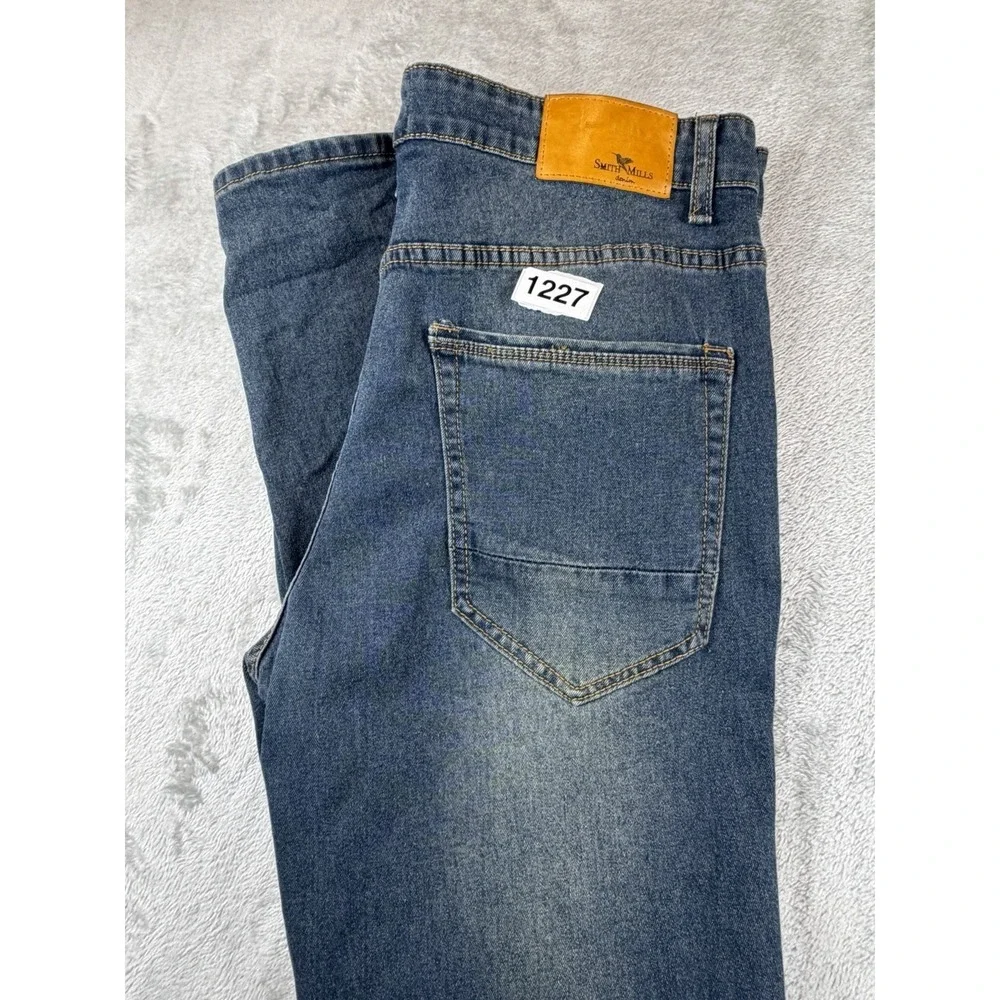Smith And Mills Jeans Mens 36x32 Blue Stretch Denim‎ Western Cowboy Tapered